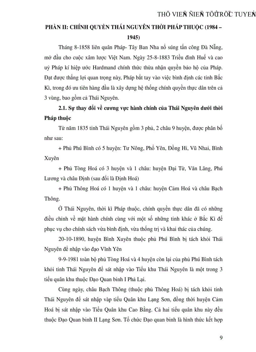 image for page Bước đầu tìm hiểu chính quyền ở Thái Nguyên thời kì Pháp thuộc 1884 1945