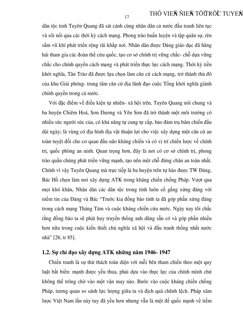 image for page Đảng lãnh đạo xây dựng ATK ở Tuyên Quang trong kháng chiến chống thực dân Pháp 1946 1954