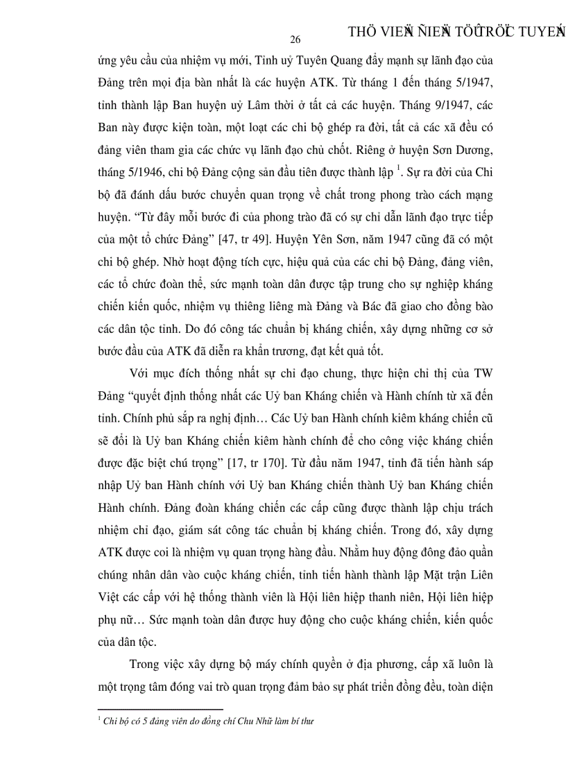 image for page Đảng lãnh đạo xây dựng ATK ở Tuyên Quang trong kháng chiến chống thực dân Pháp 1946 1954