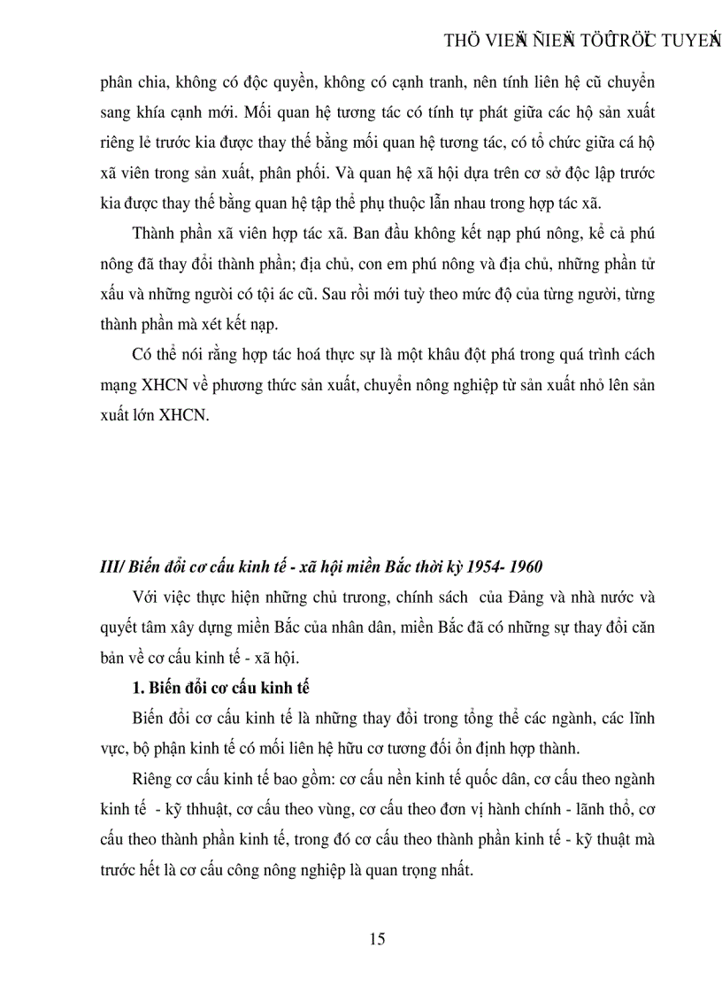 image for page Biến đổi cơ cấu kinh tế xã hội miền Bắc thời kỳ 1954 1960