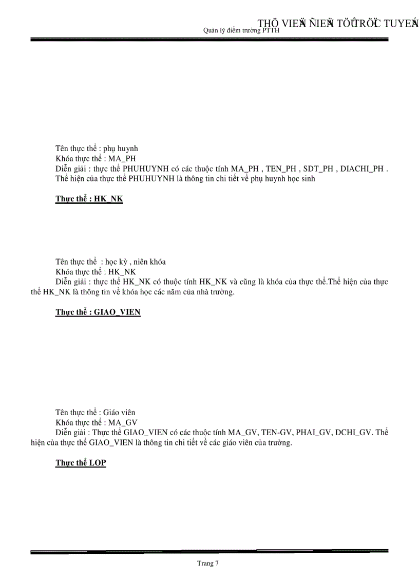 image for page Quản lý điểm ở trường Phổ thông trung học Phân tích thiết kế hệ thống