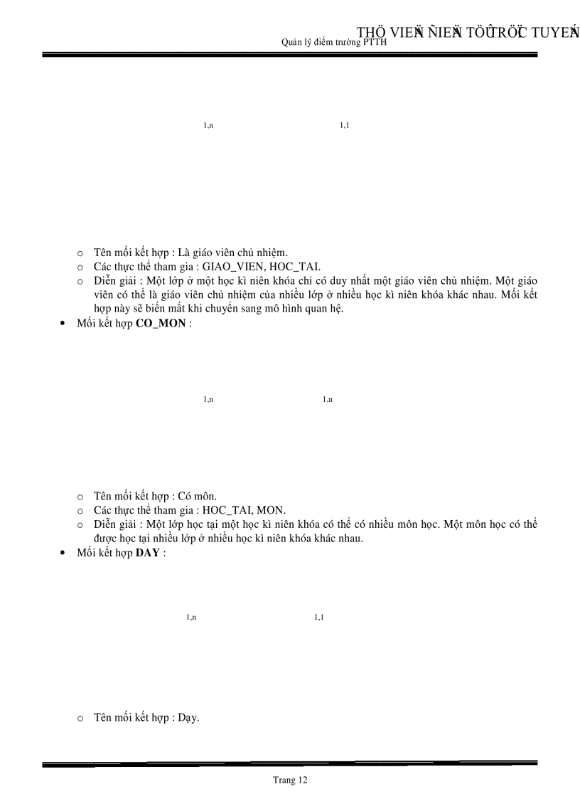 image for page Quản lý điểm ở trường Phổ thông trung học Phân tích thiết kế hệ thống