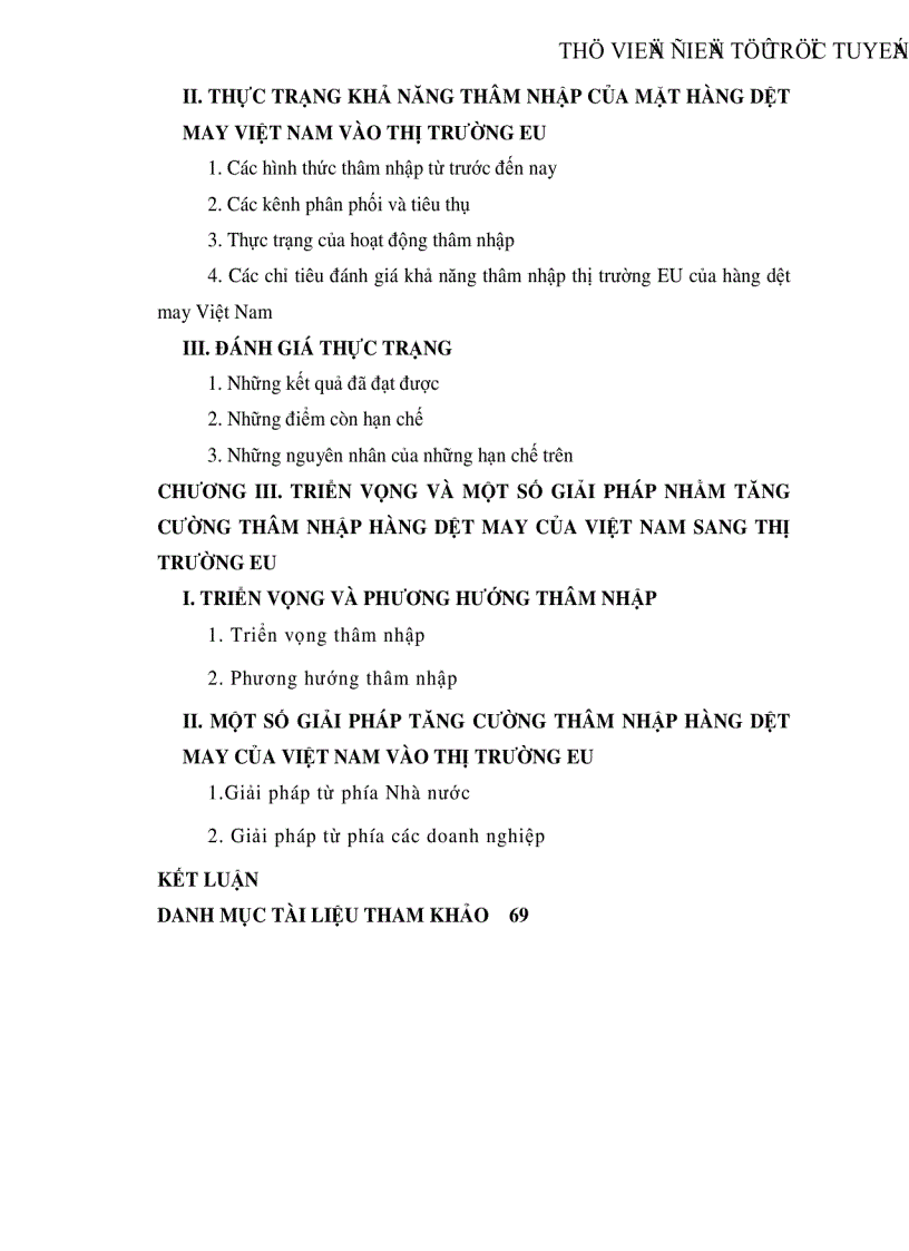image for page Khả năng thâm nhập hàng dệt may Việt nam vào thị trường EU thực trạng và giải pháp
