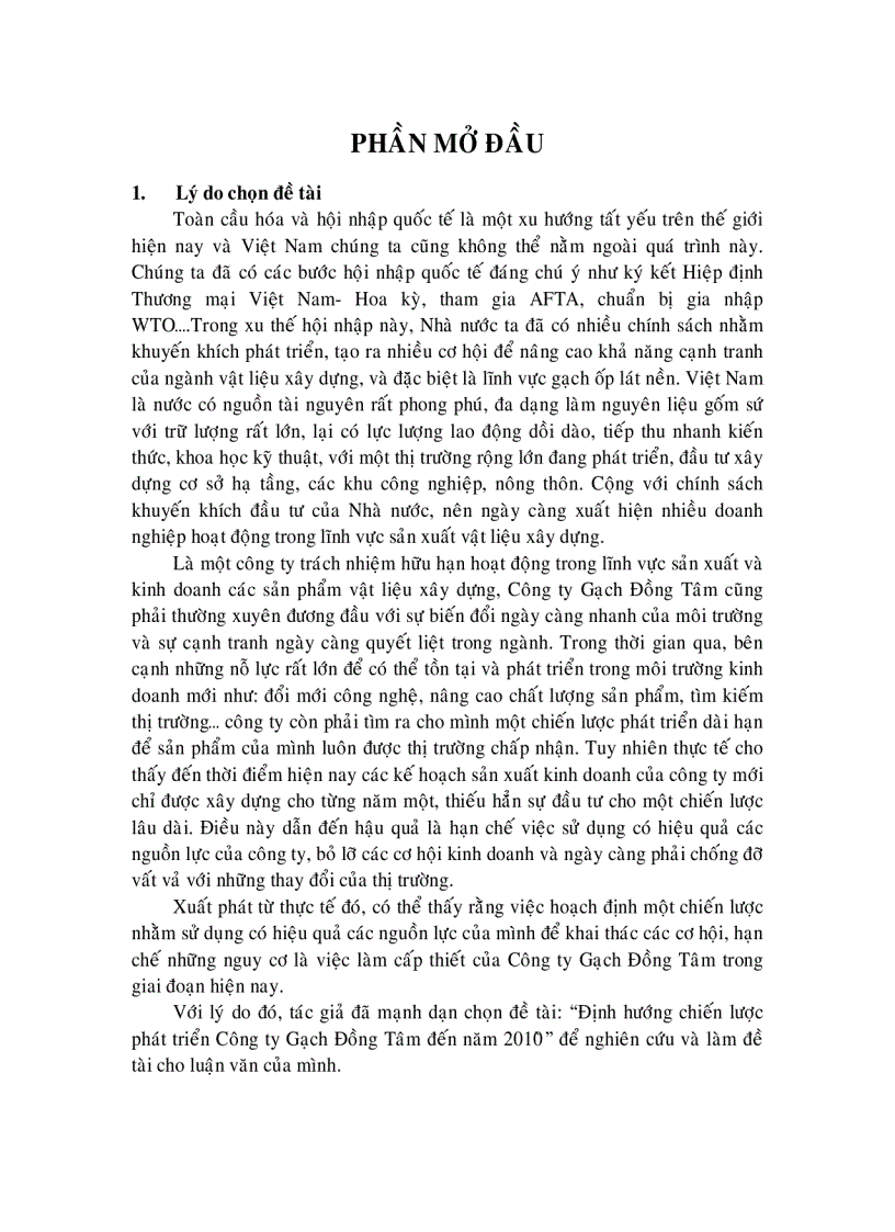 image for page Định hướng chiến lược phát triển công ty gạch đồng tâm đến năm 2010