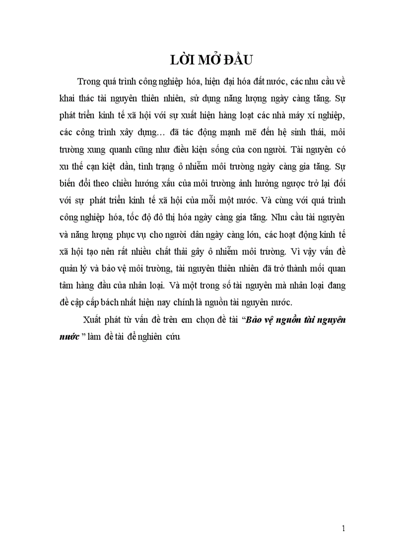 image for page Tiểu luận Bảo vệ nguồn tài nguyên nước