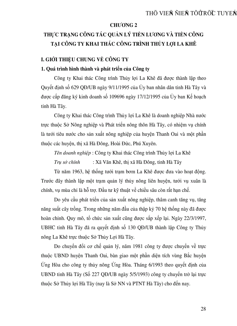 image for page Quản lý tiền lương và tiền công tại Công ty Khai thác công trình thuỷ lợi La Khê thực trạng và giải pháp