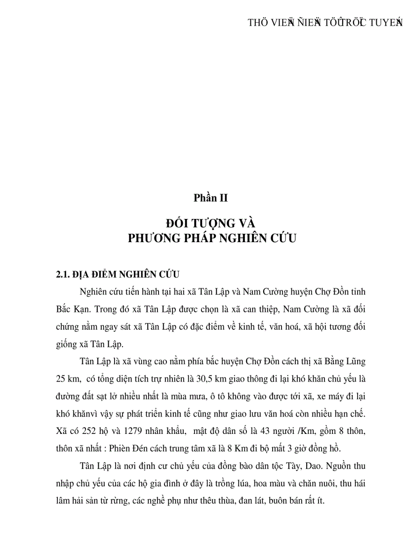 image for page Thực trạng nhu cầu chăm sóc sức khoẻ và sử dụng dịch vụ y tế tại xã Tân Lập núi huyện Chợ Đồn tỉnh Bắc Kạn