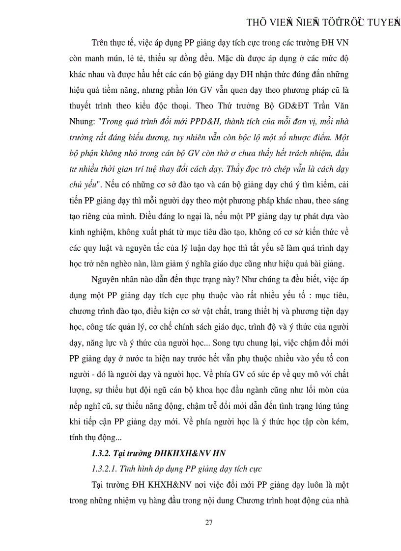 image for page Phản ứng của sinh viên trường ĐH KHXH NV đối với việc áp dụng phương pháp giảng dạy tích cực trong nhà trường hiện nay