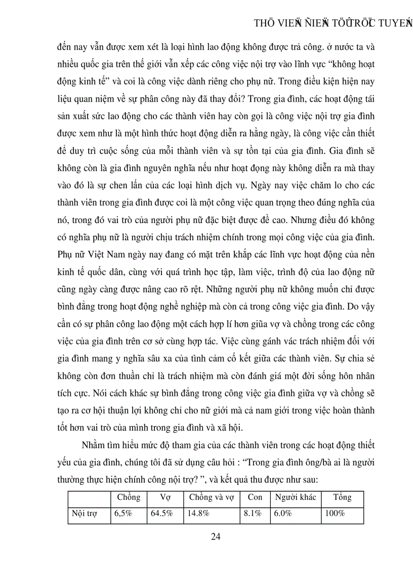 image for page Mối quan hệ giới về phân công lao động giữa vợ và chồng trong gia đình hiện nay