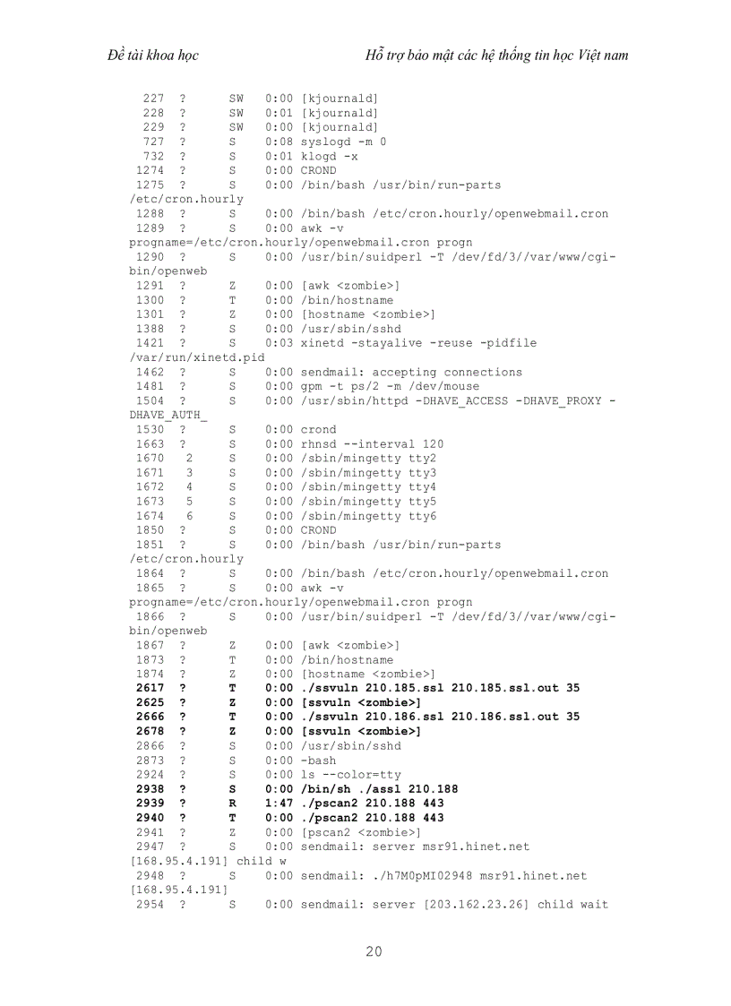 image for page Đề tài nghiên cứu ứng dụng hỗ tợ bảo mật hệ thống thông tin cho các mạng tin học Việt Nam