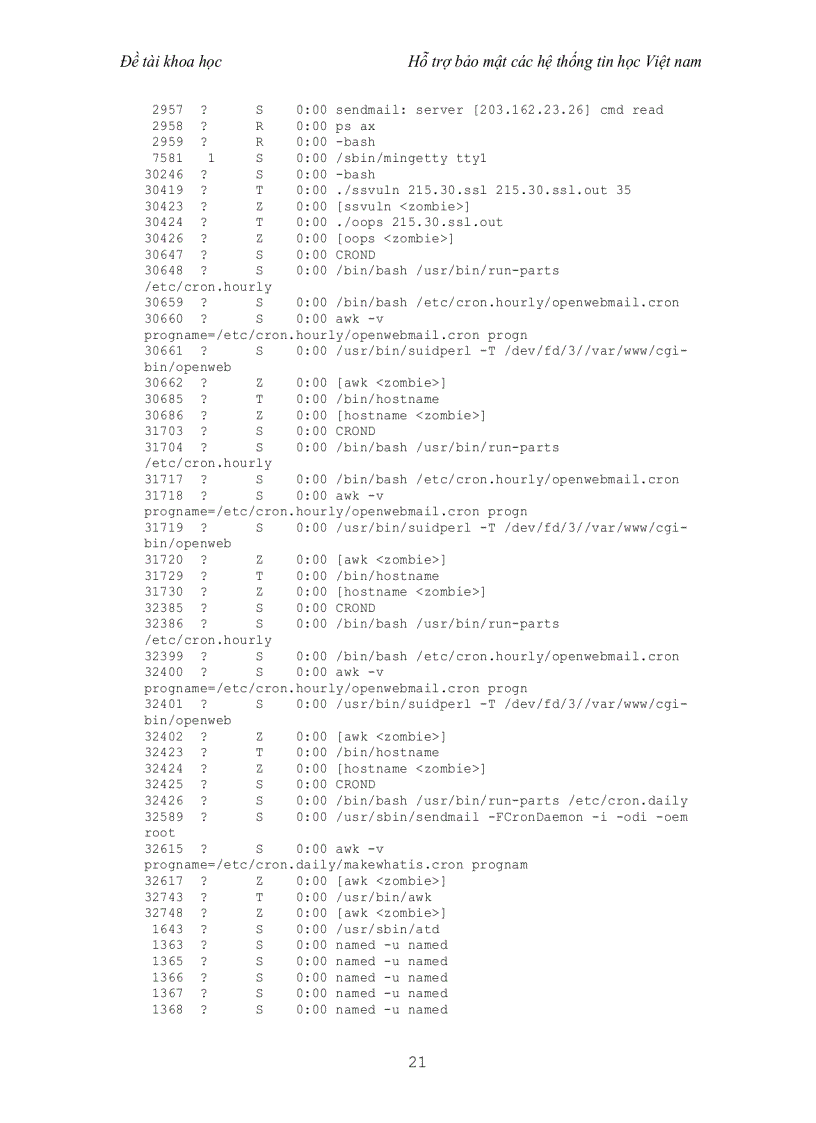 image for page Đề tài nghiên cứu ứng dụng hỗ tợ bảo mật hệ thống thông tin cho các mạng tin học Việt Nam