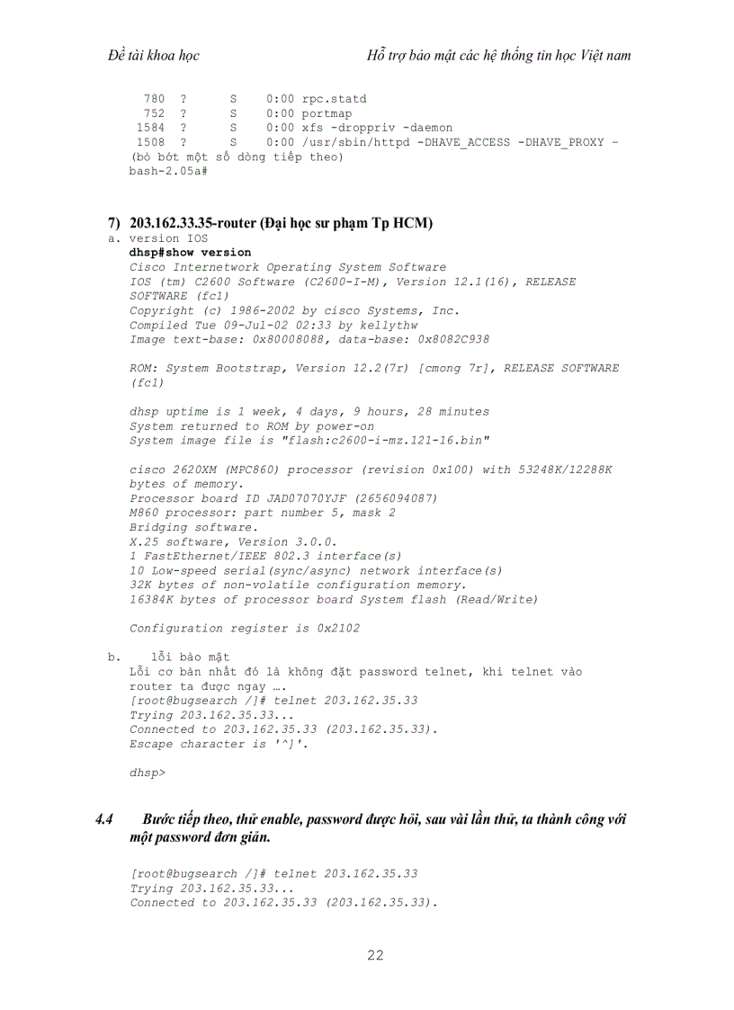 image for page Đề tài nghiên cứu ứng dụng hỗ tợ bảo mật hệ thống thông tin cho các mạng tin học Việt Nam