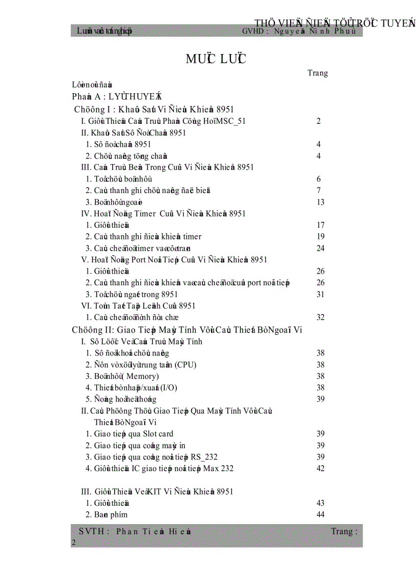 image for page Giao Tiếp Giữa Vi Điều Khiển 8951 và Máy Vi Tính