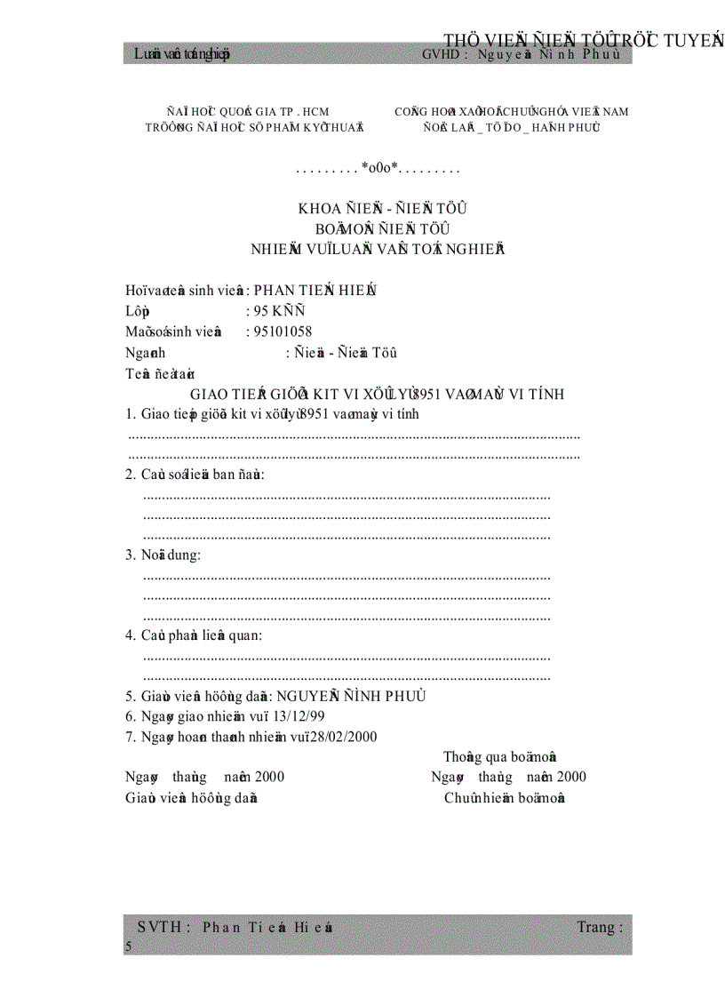 image for page Giao Tiếp Giữa Vi Điều Khiển 8951 và Máy Vi Tính