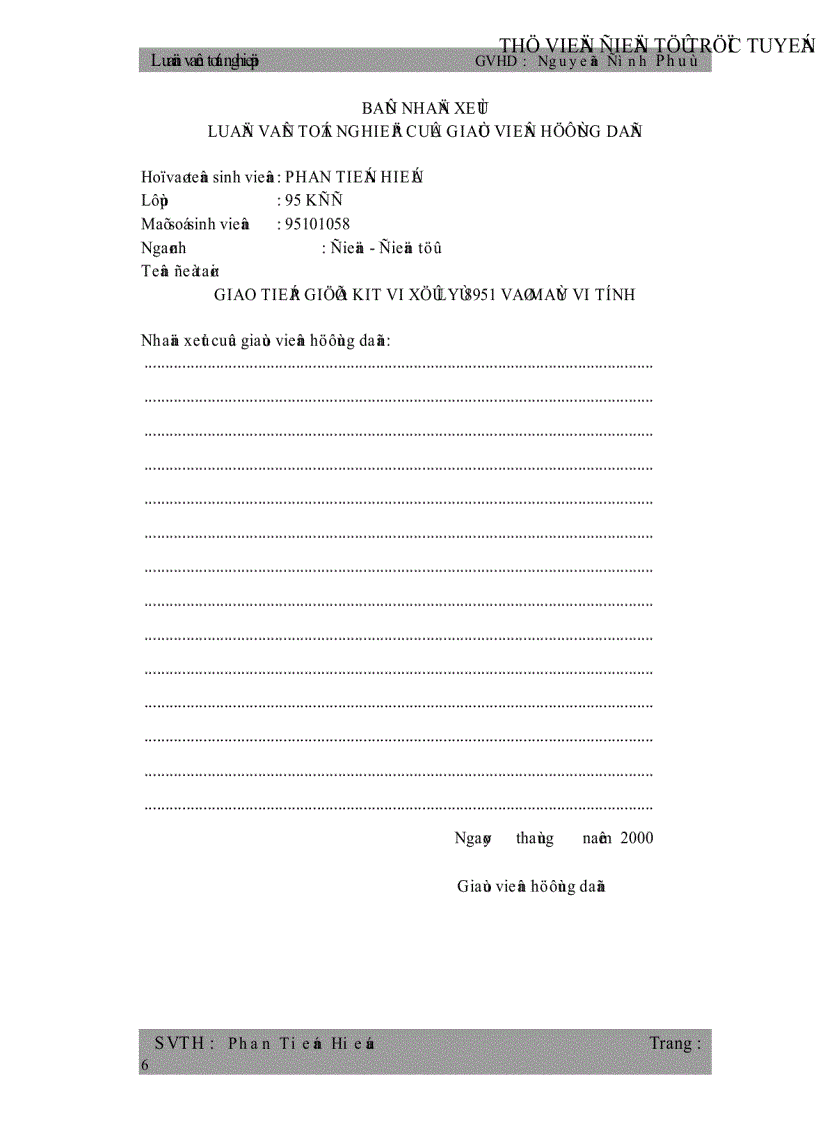 image for page Giao Tiếp Giữa Vi Điều Khiển 8951 và Máy Vi Tính