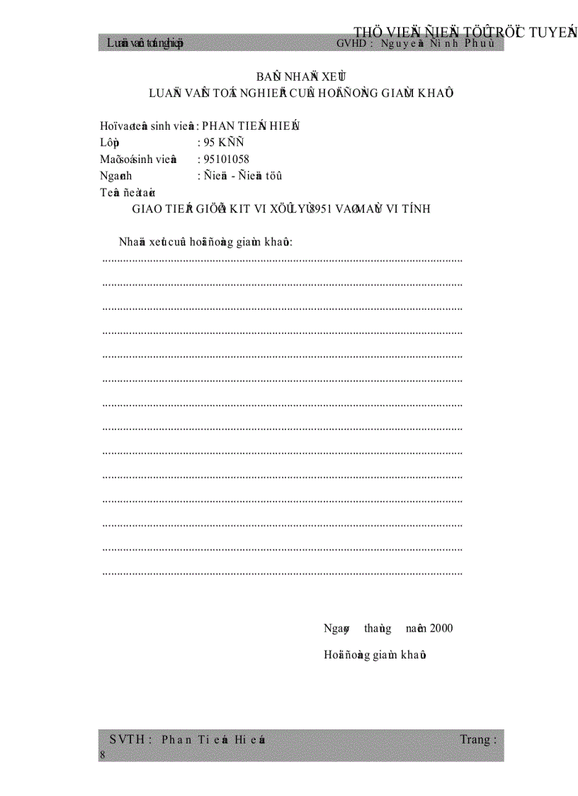 image for page Giao Tiếp Giữa Vi Điều Khiển 8951 và Máy Vi Tính