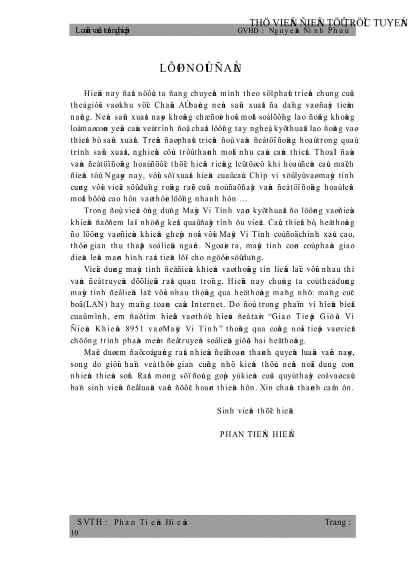 image for page Giao Tiếp Giữa Vi Điều Khiển 8951 và Máy Vi Tính