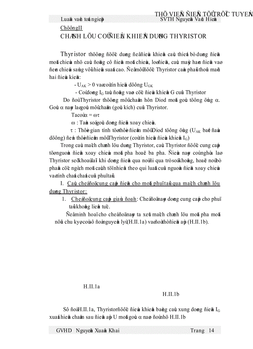 image for page Thiết kế và thi công một mô hình mạch kích dùng Thyristor trong thiết bị chỉnh lưu có điều khiển