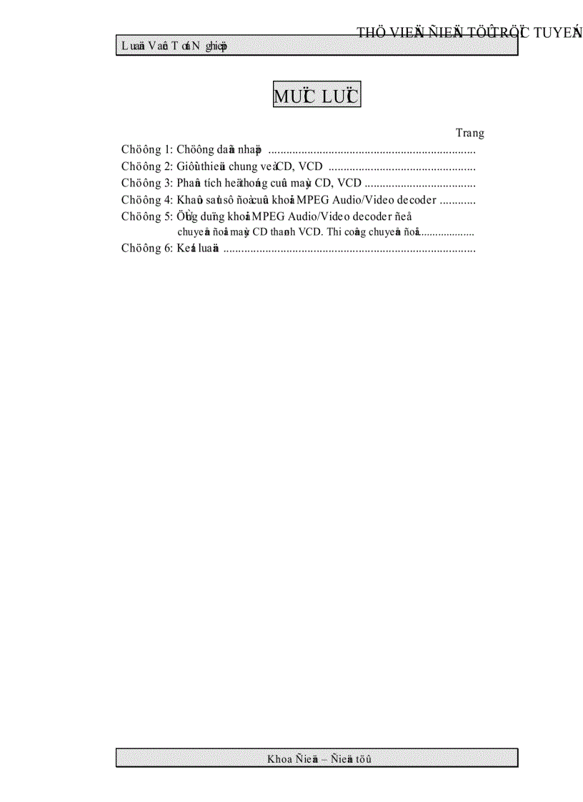 image for page Phân tích hệ thống máy CD VCD ứng dụng khối MPEG VIDEO AUDIO DECODER để chuyển máy CD sang VCD