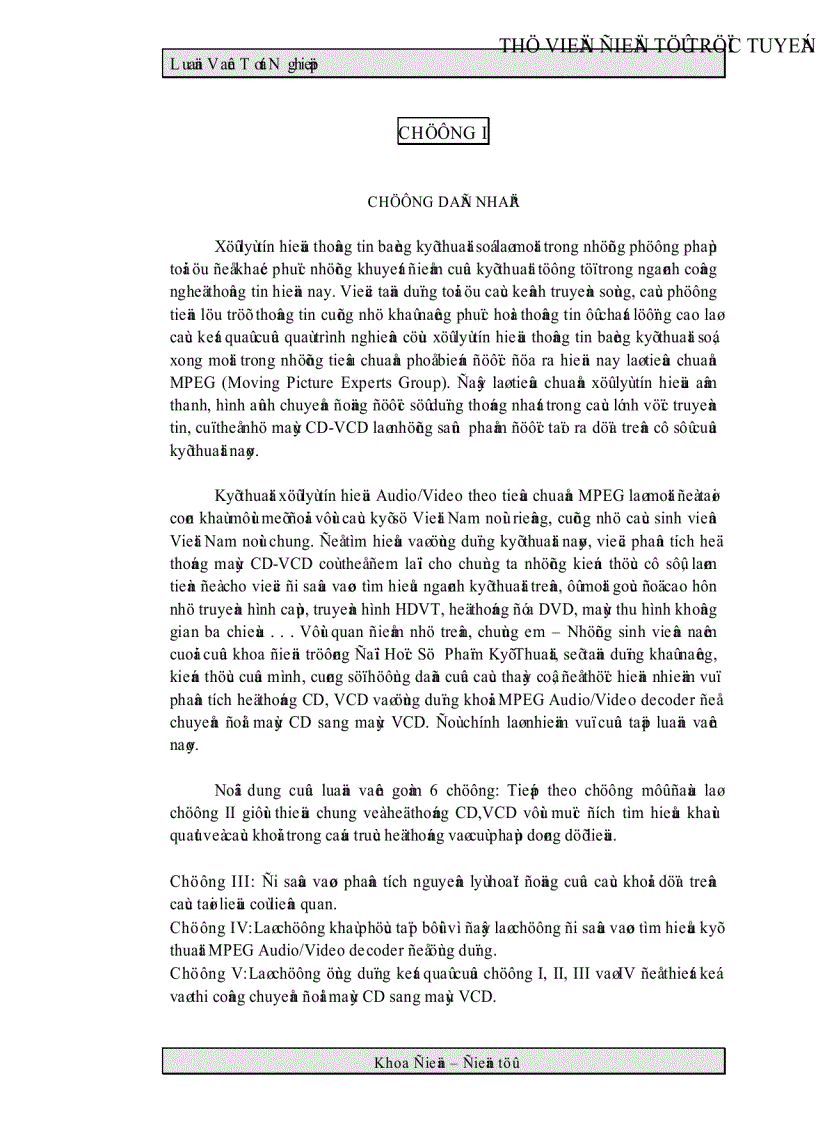 image for page Phân tích hệ thống máy CD VCD ứng dụng khối MPEG VIDEO AUDIO DECODER để chuyển máy CD sang VCD