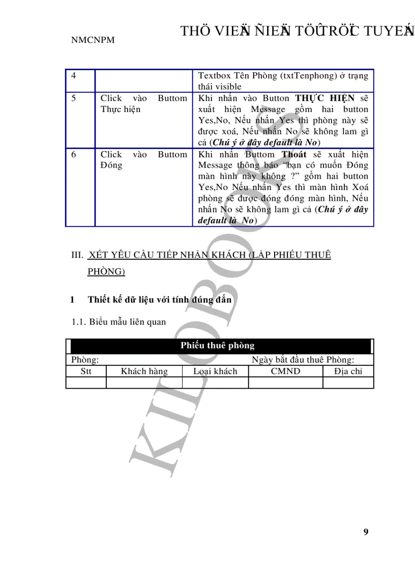 image for page Nhập môn Công nghệ phần mềm Phần mềm quản lý khách sạn