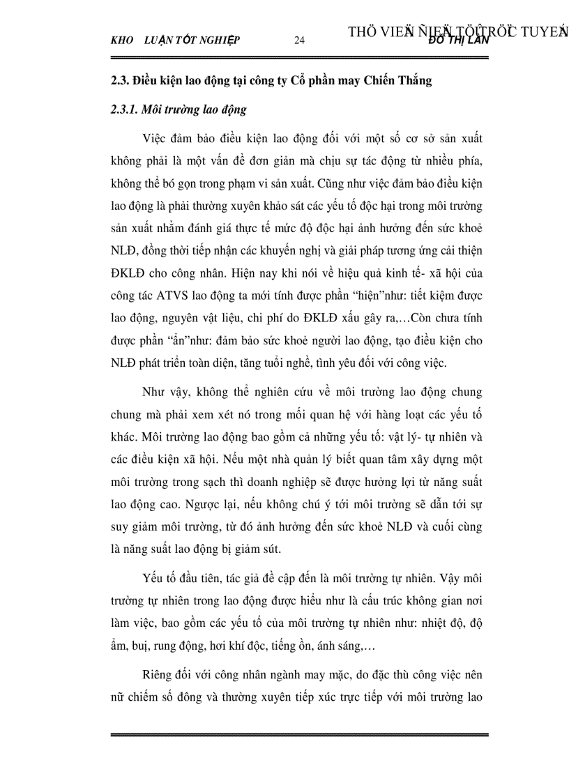 image for page Vai trò của Công đoàn trong việc cải thiện điều kiện lao động cho công nhân Qua khảo sát tại Công ty CP may Chiến Thắng