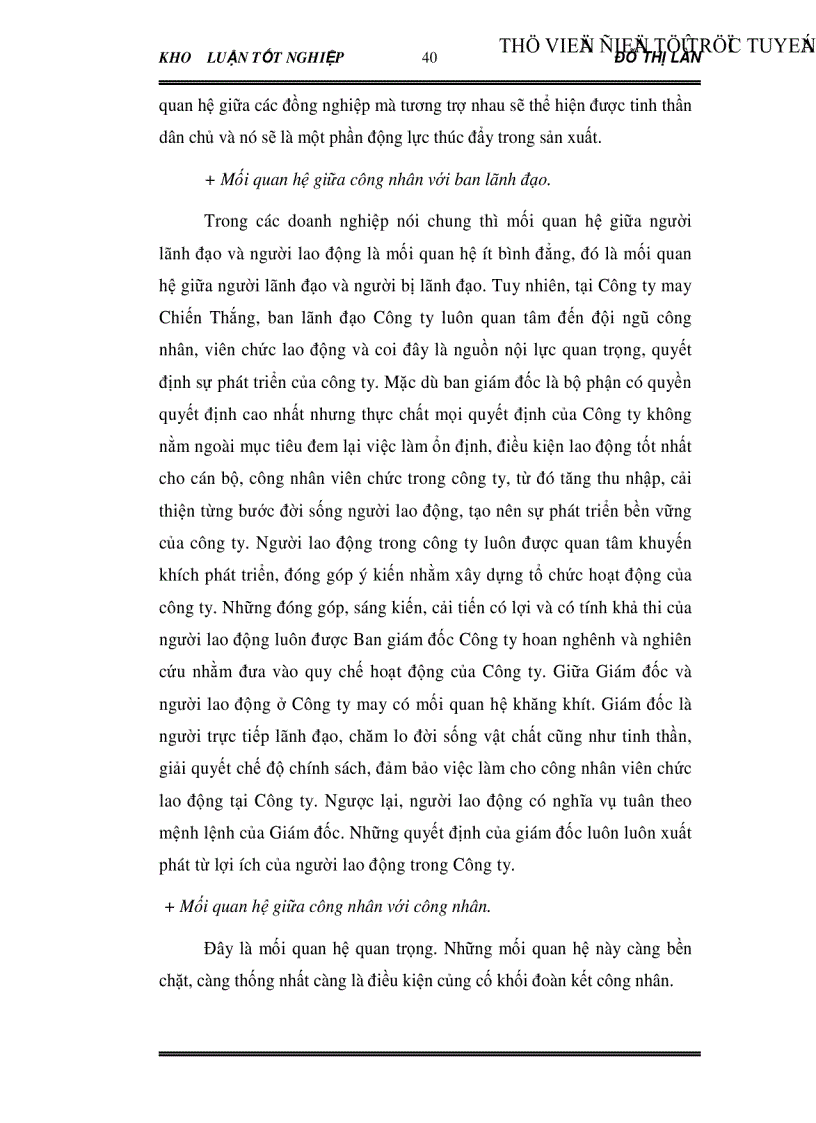 image for page Vai trò của Công đoàn trong việc cải thiện điều kiện lao động cho công nhân Qua khảo sát tại Công ty CP may Chiến Thắng