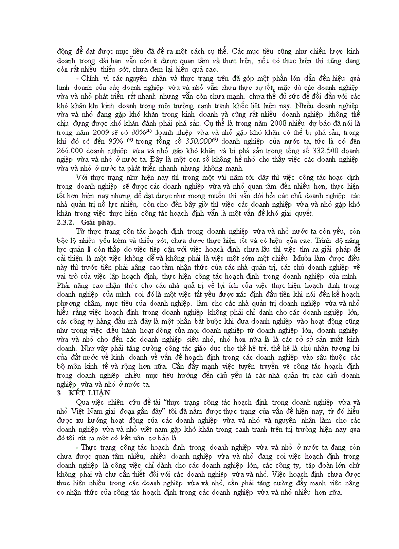 image for page Thực trạng công tác hoạch định trong doanh nghiệp vừa và nhỏ ở nước ta gần đây