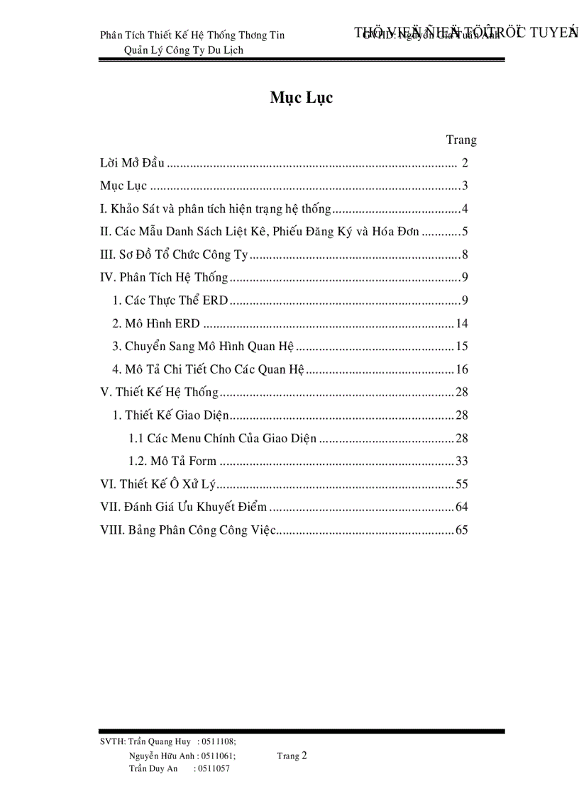 image for page Phân tích thiết kế hệ thống thông tin công ty du lịch