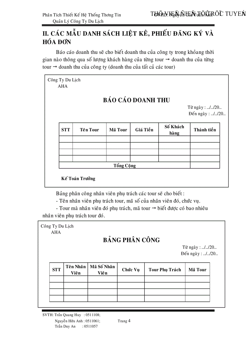 image for page Phân tích thiết kế hệ thống thông tin công ty du lịch