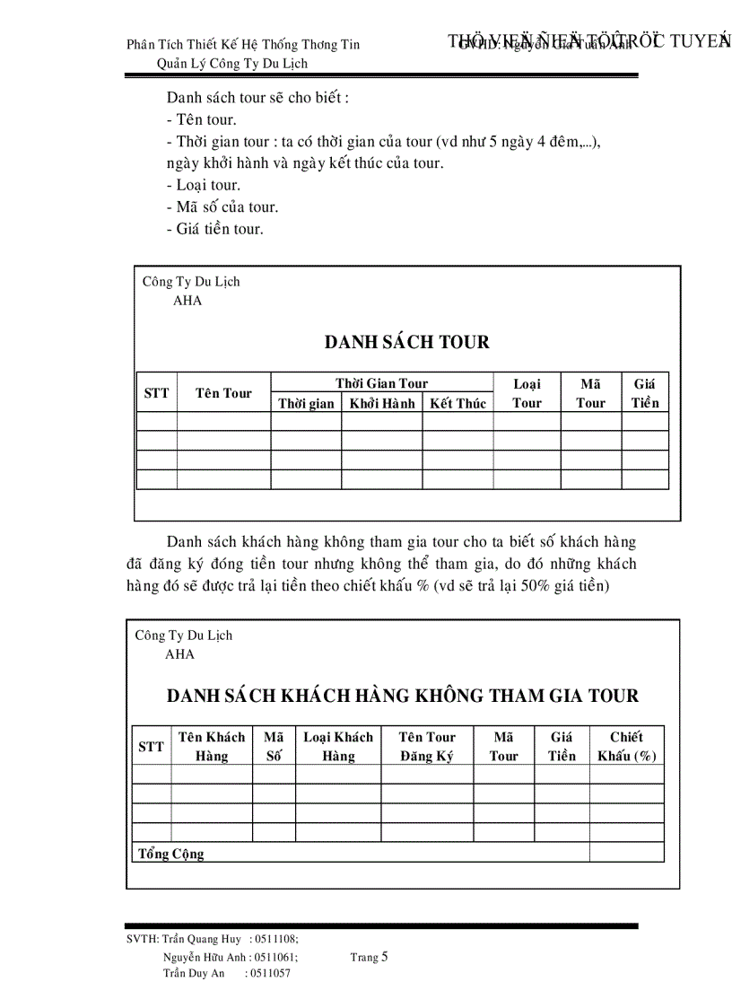 image for page Phân tích thiết kế hệ thống thông tin công ty du lịch
