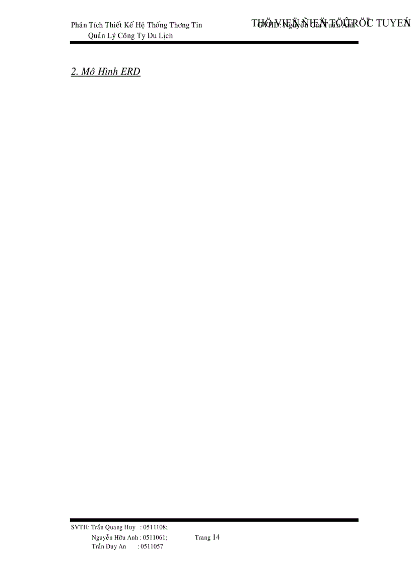 image for page Phân tích thiết kế hệ thống thông tin công ty du lịch