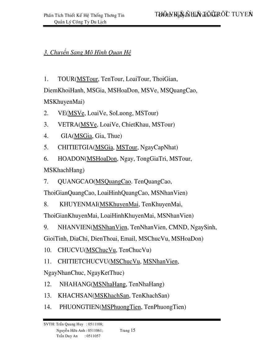 image for page Phân tích thiết kế hệ thống thông tin công ty du lịch