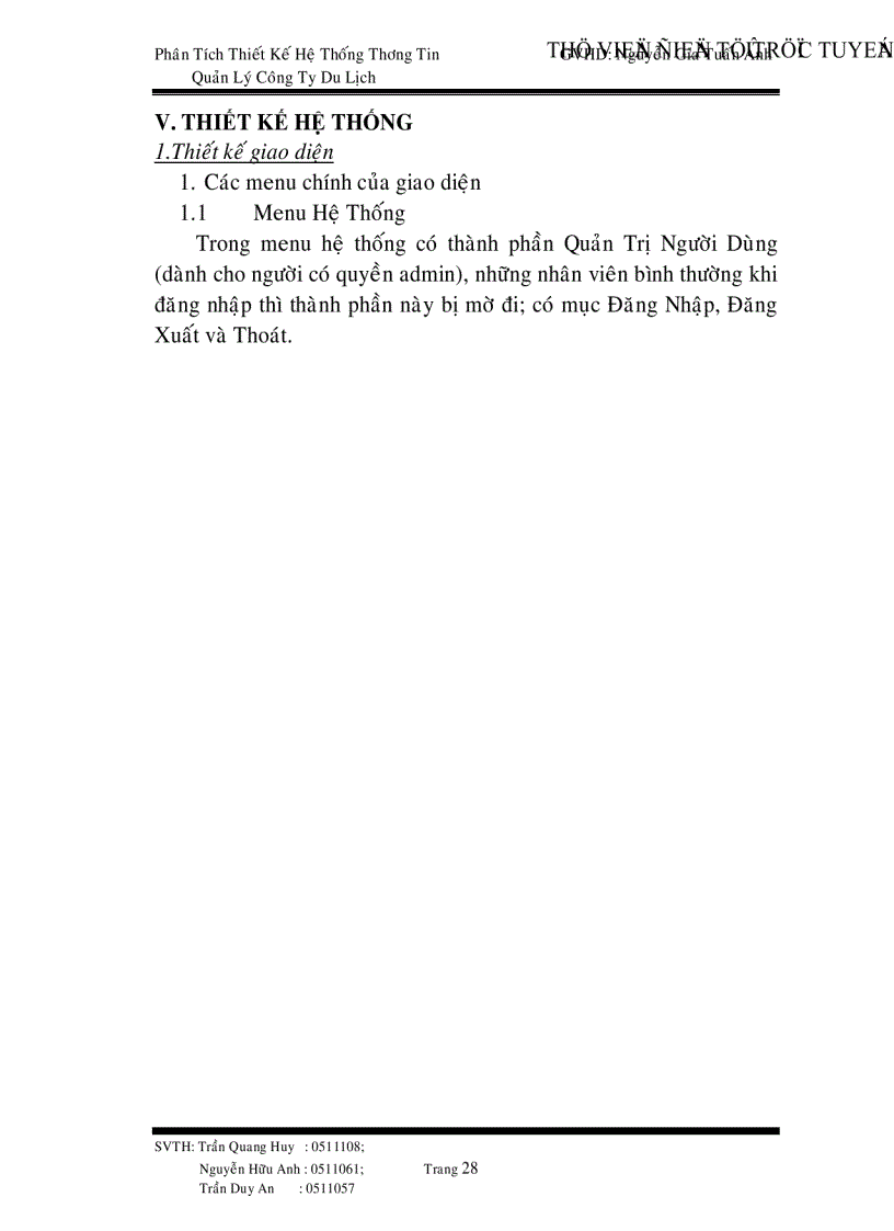 image for page Phân tích thiết kế hệ thống thông tin công ty du lịch