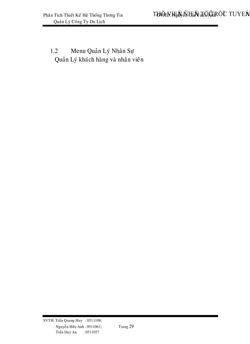 image for page Phân tích thiết kế hệ thống thông tin công ty du lịch