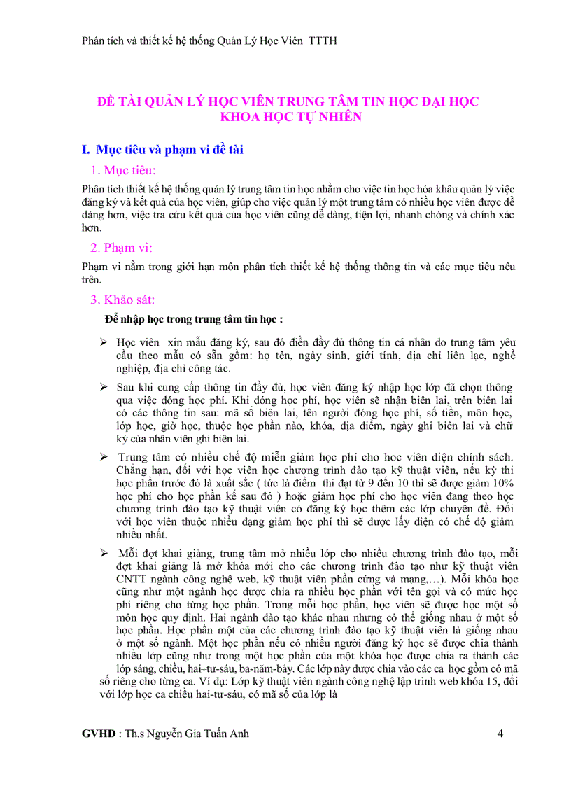 image for page Phân tích và thiết kế hệ thống quản lý học viên trung tâm tin học đại học Khoa Học Tự Nhiên