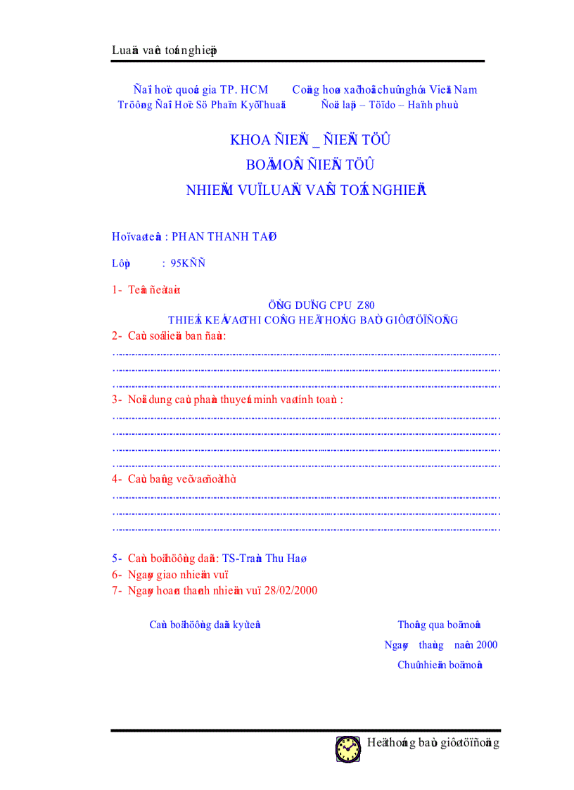 image for page Ứng dụng cpu z80 vào hệ thống báo giờ tự động