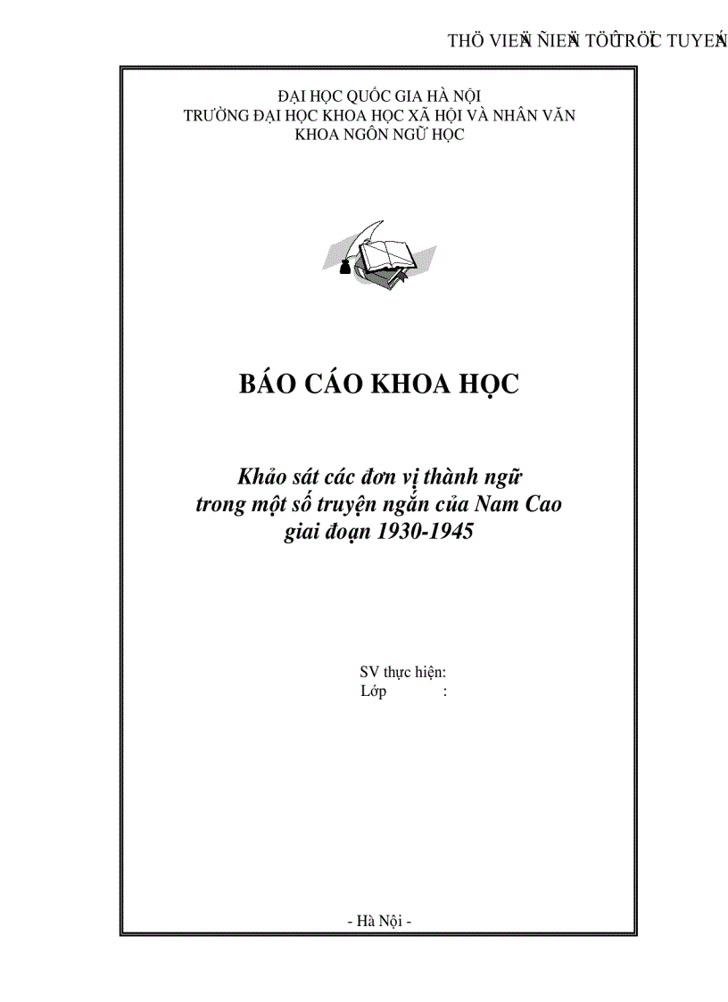 image for page Khảo sát các đơn vị thành ngữ trong một số truyện ngắn của Nam Cao giai đoạn 1930 1945