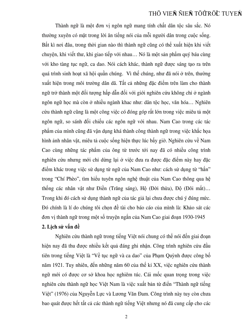 image for page Khảo sát các đơn vị thành ngữ trong một số truyện ngắn của Nam Cao giai đoạn 1930 1945