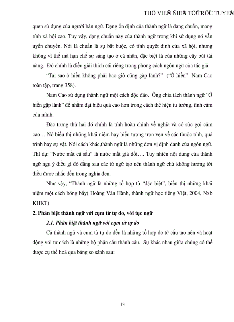 image for page Khảo sát các đơn vị thành ngữ trong một số truyện ngắn của Nam Cao giai đoạn 1930 1945