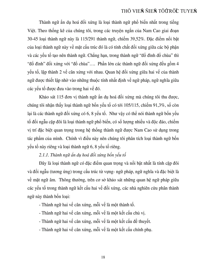 image for page Khảo sát các đơn vị thành ngữ trong một số truyện ngắn của Nam Cao giai đoạn 1930 1945