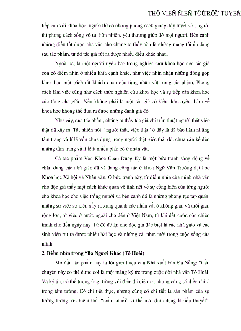 image for page Phân tích sự giống và khác nhau về điểm nhìn bên trong và điểm nhìn bên ngoài của ba tác phẩm Ba Người Khác Tô Hoài Văn Khoa Chân Dung Kí Hữu Đạt và Lê Vân Yêu và Sống