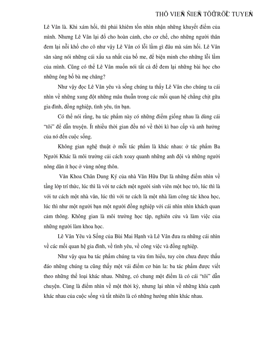 image for page Phân tích sự giống và khác nhau về điểm nhìn bên trong và điểm nhìn bên ngoài của ba tác phẩm Ba Người Khác Tô Hoài Văn Khoa Chân Dung Kí Hữu Đạt và Lê Vân Yêu và Sống