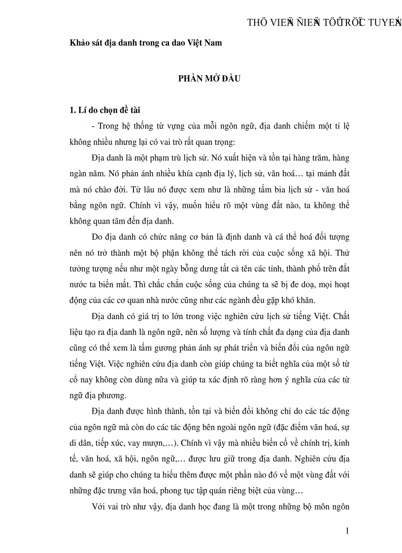 image for page Khảo sát địa danh trong ca dao Việt Nam