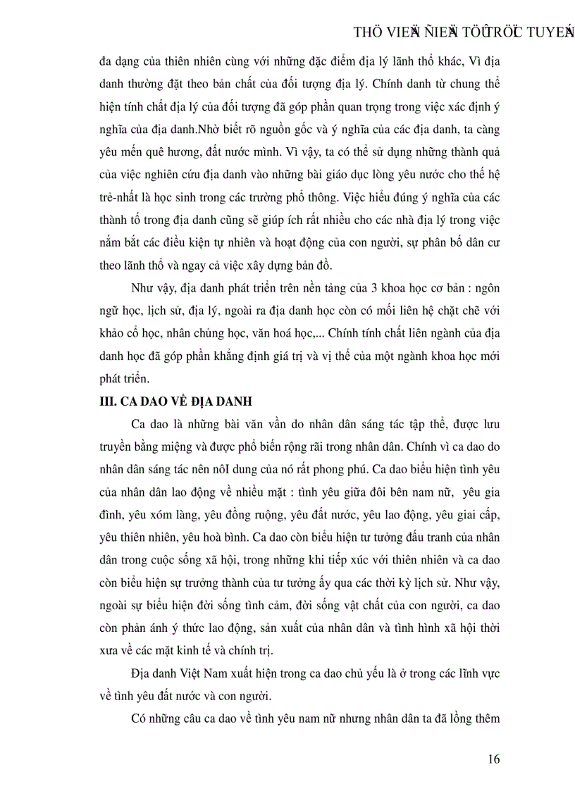 image for page Khảo sát địa danh trong ca dao Việt Nam