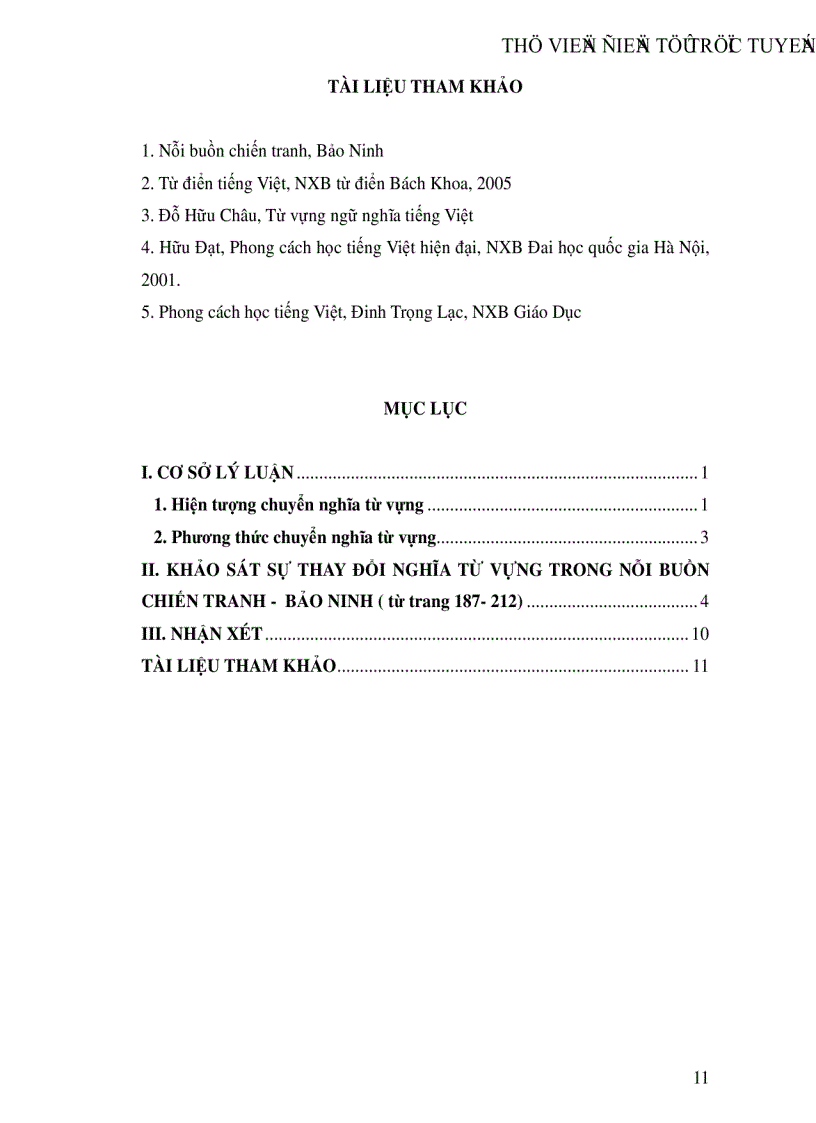 image for page Khảo sát sự thay đổi nghĩa từ vựng trong tiểu thuyết Nỗi buồn chiến tranh