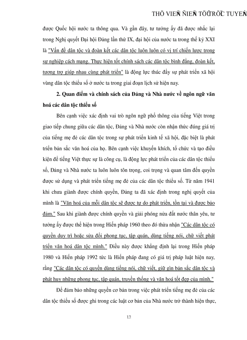 image for page Quan điểm của Đảng và nhà nước Việt Nam về vấn đề ngôn ngữ và văn hoá ở vùng dân tộc thiểu số Việt Nam