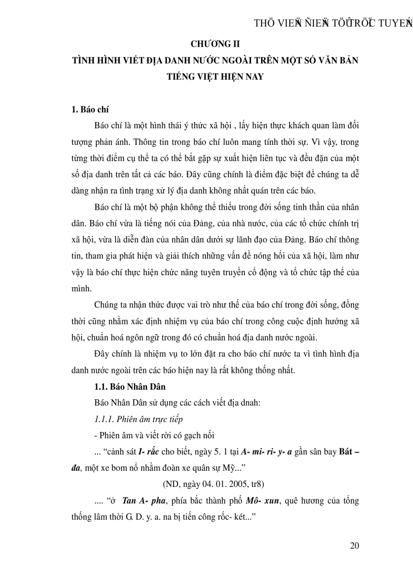 image for page Bước đầu khảo sát tình hình viết địa danh nước ngoài trên một số văn bản tiếng Việt hiện nay