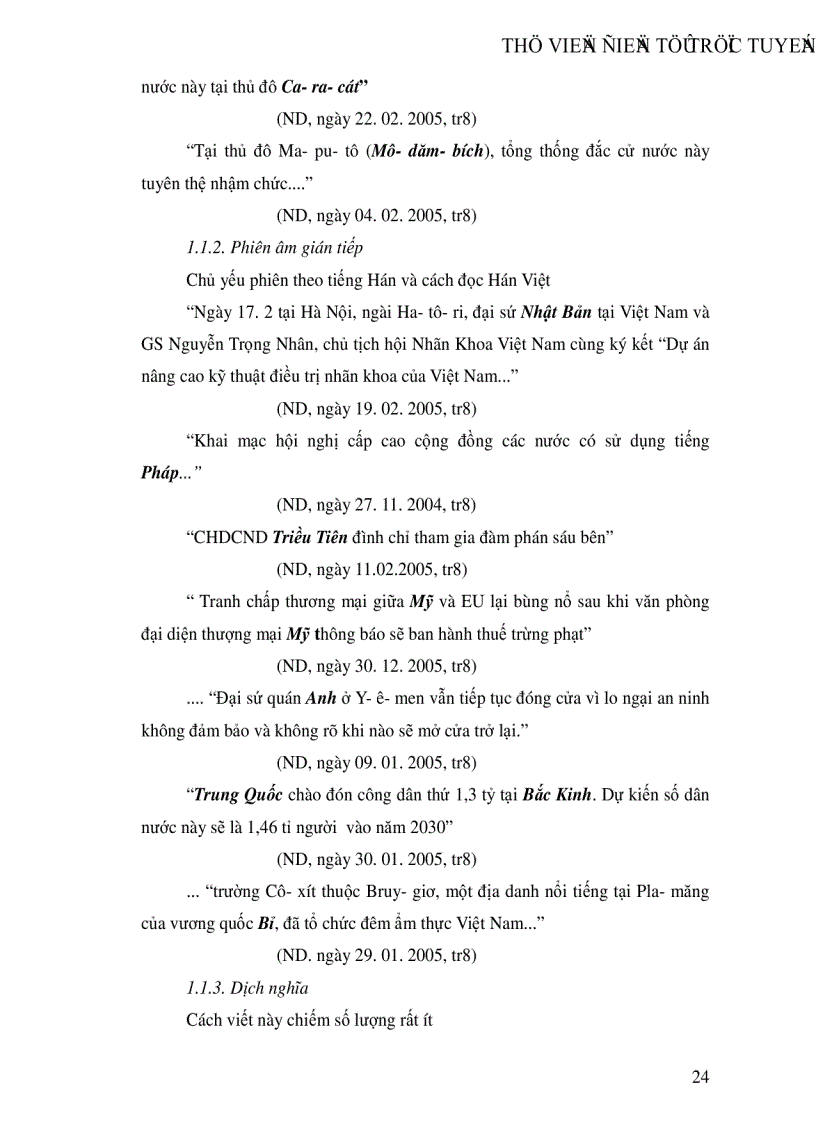 image for page Bước đầu khảo sát tình hình viết địa danh nước ngoài trên một số văn bản tiếng Việt hiện nay