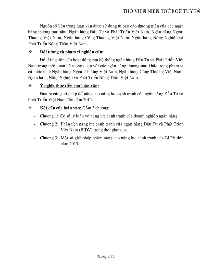 image for page Nâng cao năng lực cạnh tranh của ngân hàng đầu tư và phát triển Việt Nam đến năm 2015